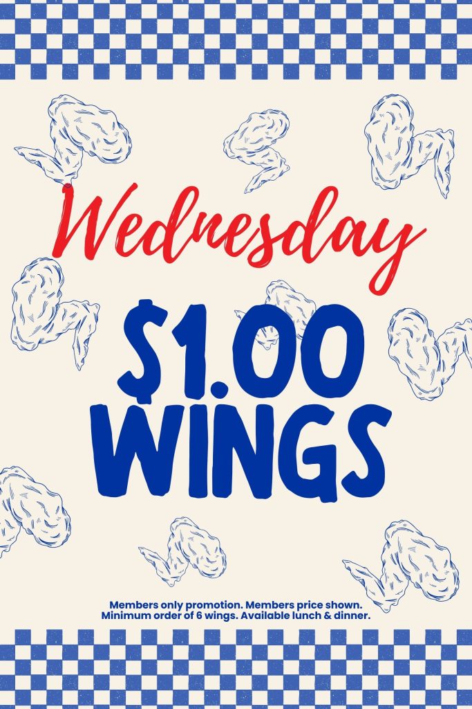 Wednesday - $1 wings - Members promotion